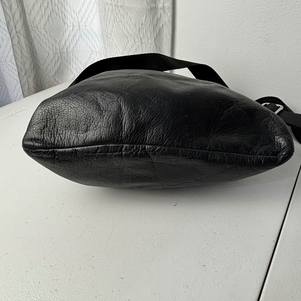 Margot Black Pebbled Leather Crossbody Bag Multi Zipper Adjustable Strap Travel - Picture 8 of 10